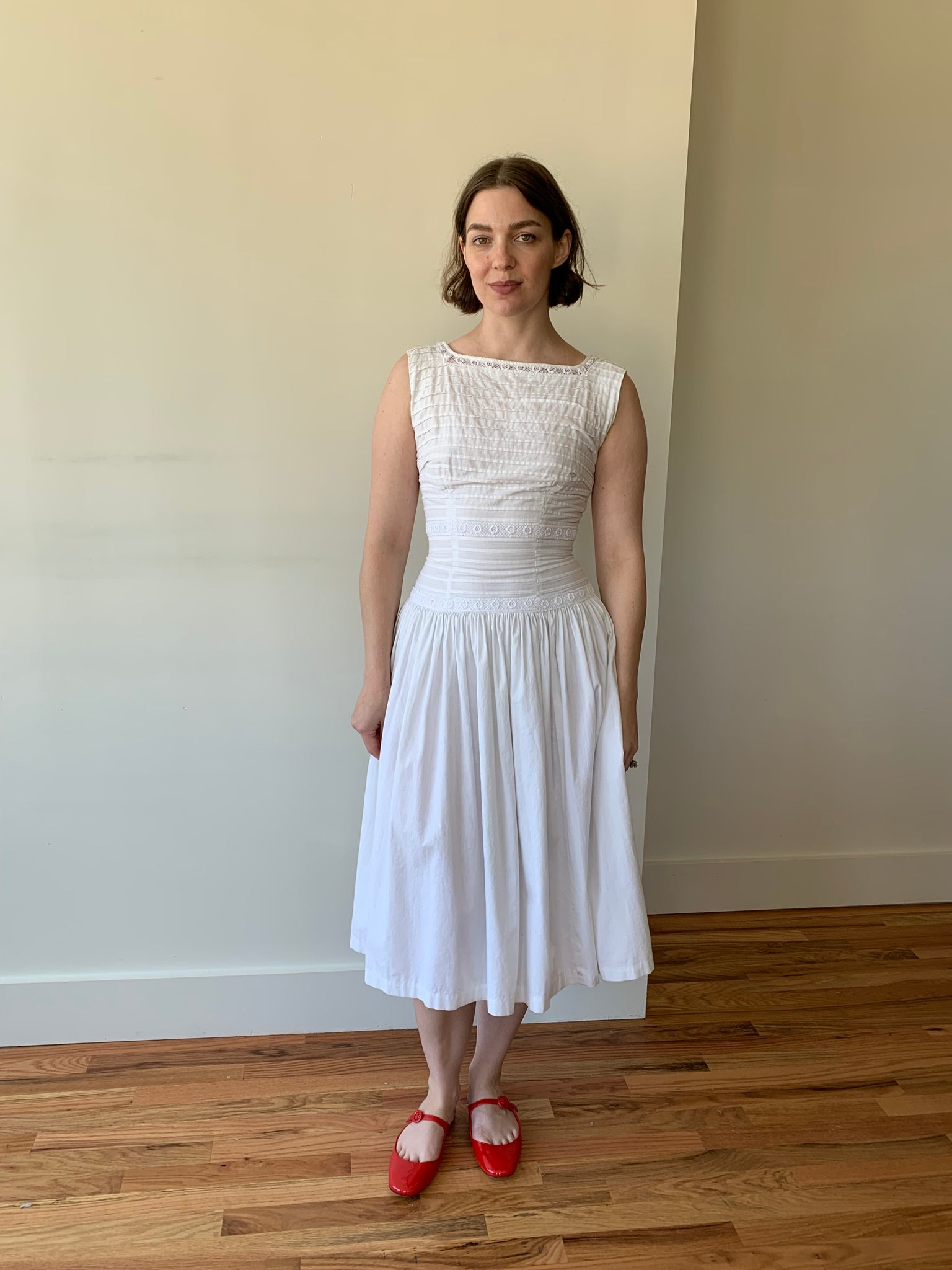 Vintage tuck and crochet dress