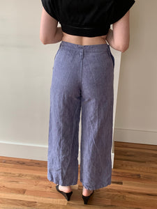 Blue vintage linen buttoned pants