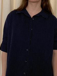 Navy pinstripe tunic dress