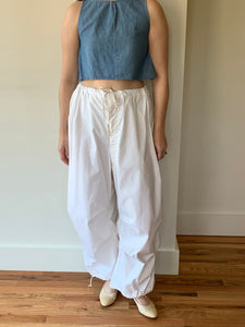 White utility drawstring pants