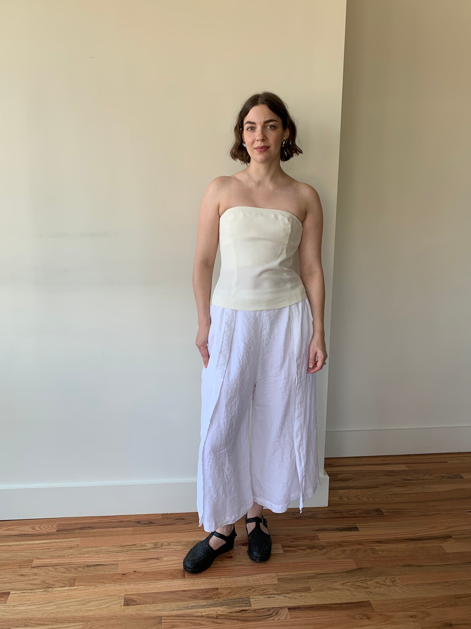 Emporio Armani cream strapless top