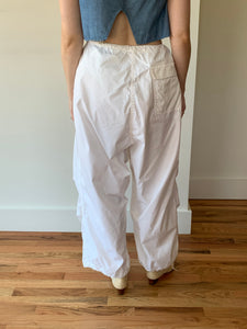 White utility drawstring pants