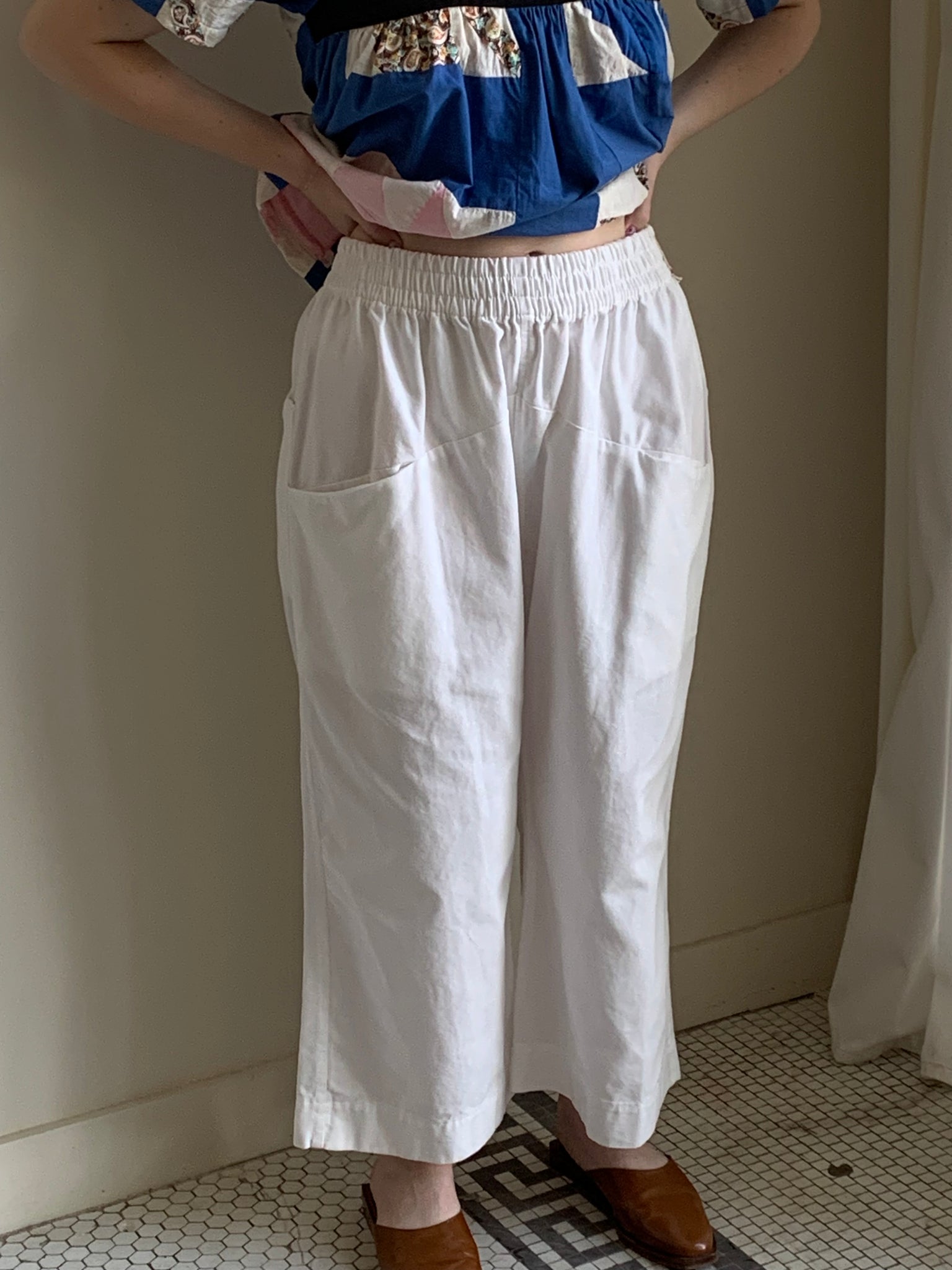 Handmade cotton wide leg pants