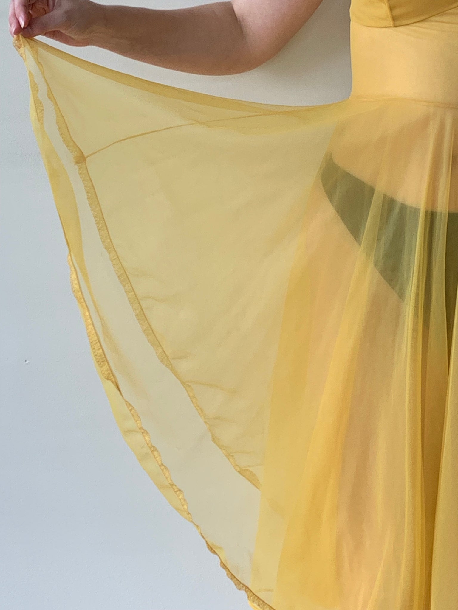 1950s yellow nylon slip dress