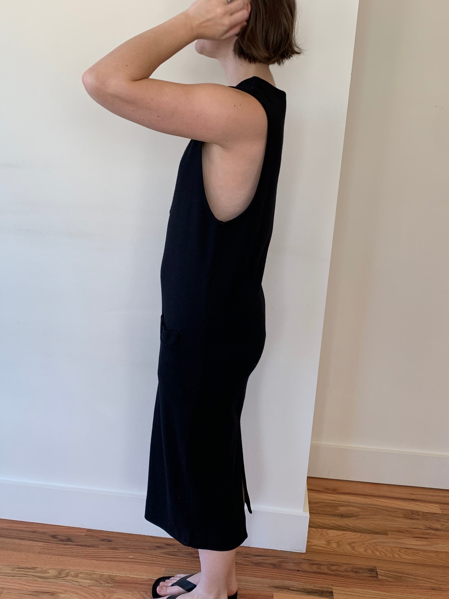 Wool vneck midi dress