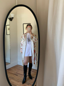 Vintage hand embroidered satin dress coat