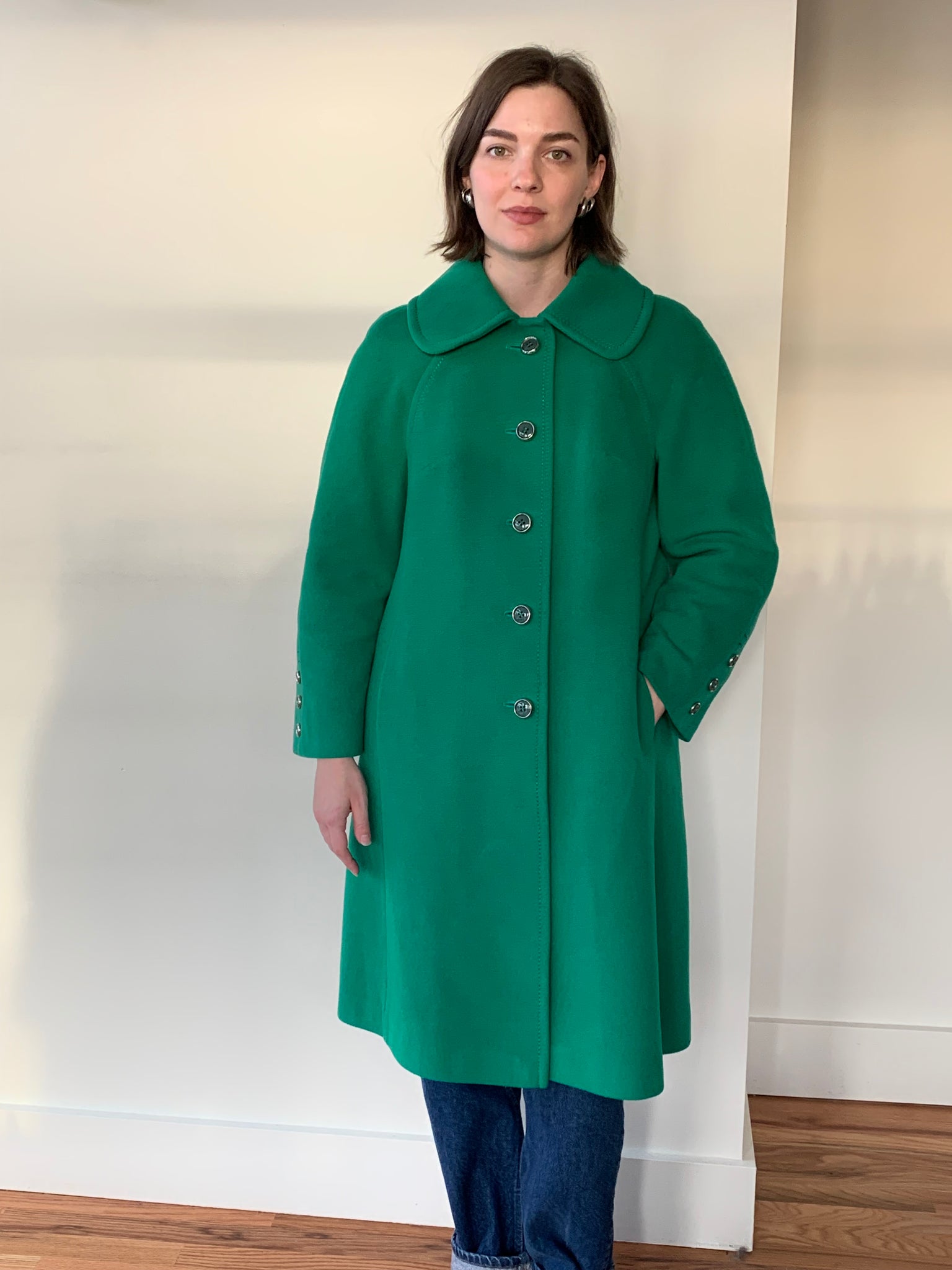 1970s green pea coat