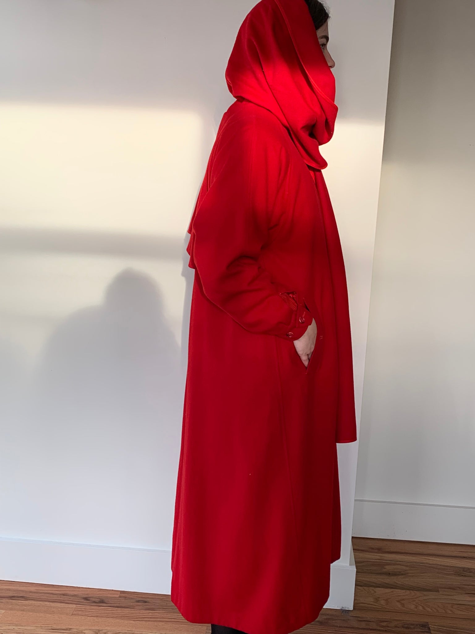 Burberry red wool coat