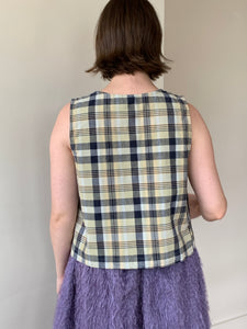 Cool tone cotton plaid top