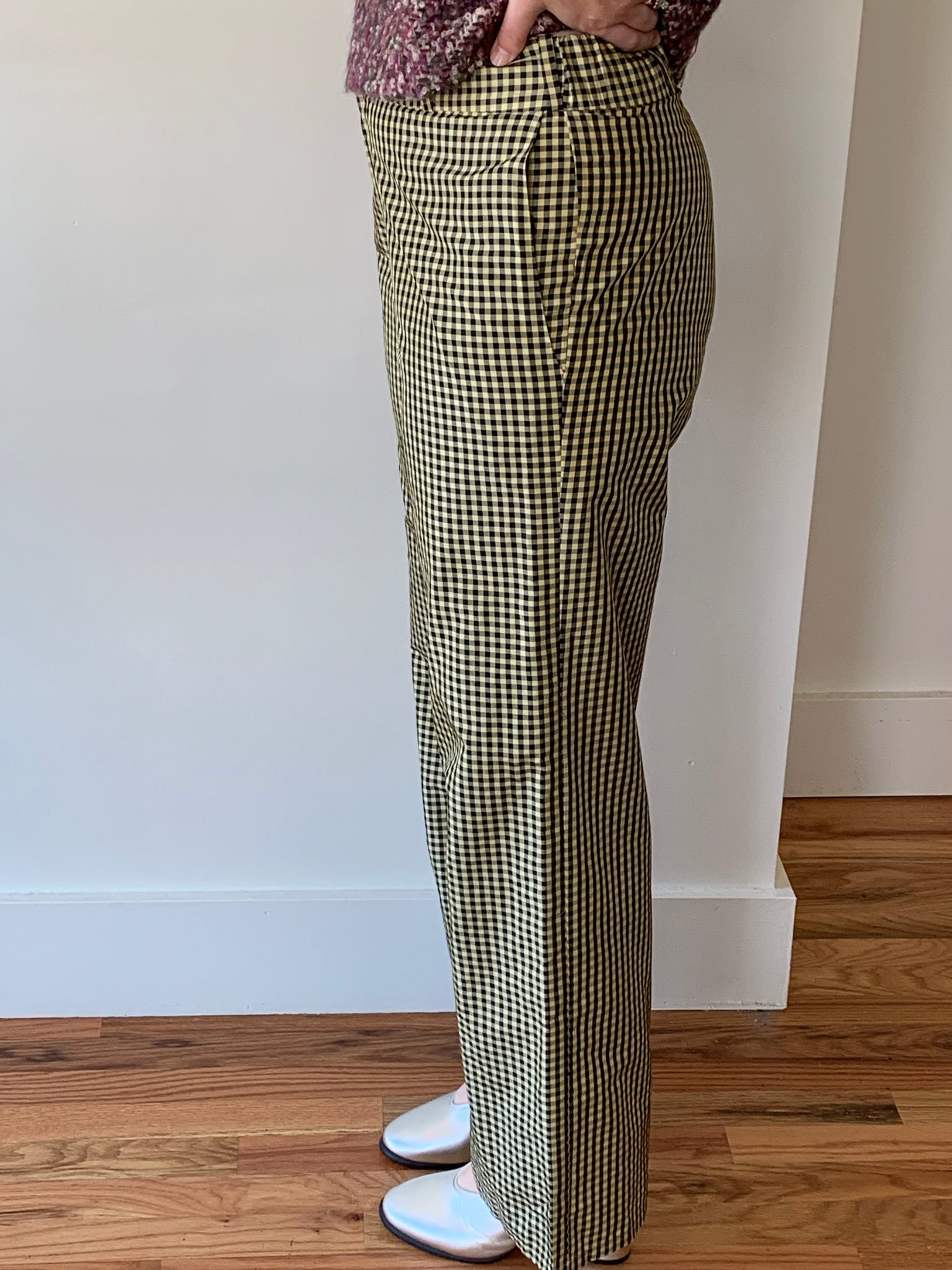 COA NYC silk gingham pants
