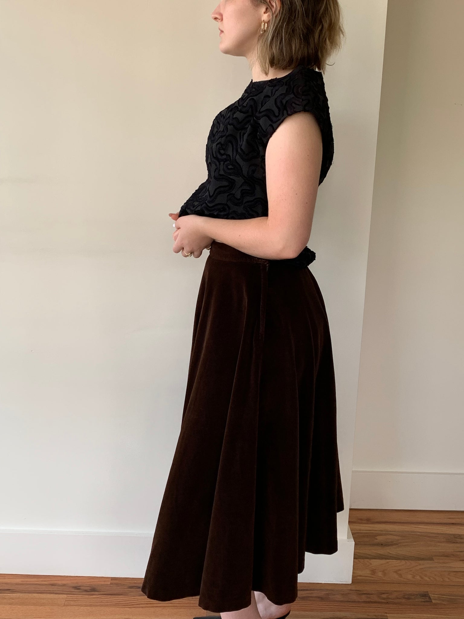 Brown velvet vintage skirt
