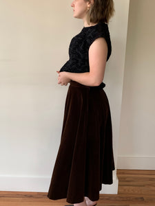 Brown velvet vintage skirt