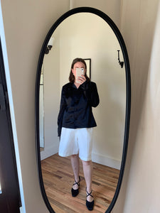 Black satin shirt jacket