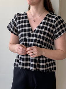 Buffalo check linen top