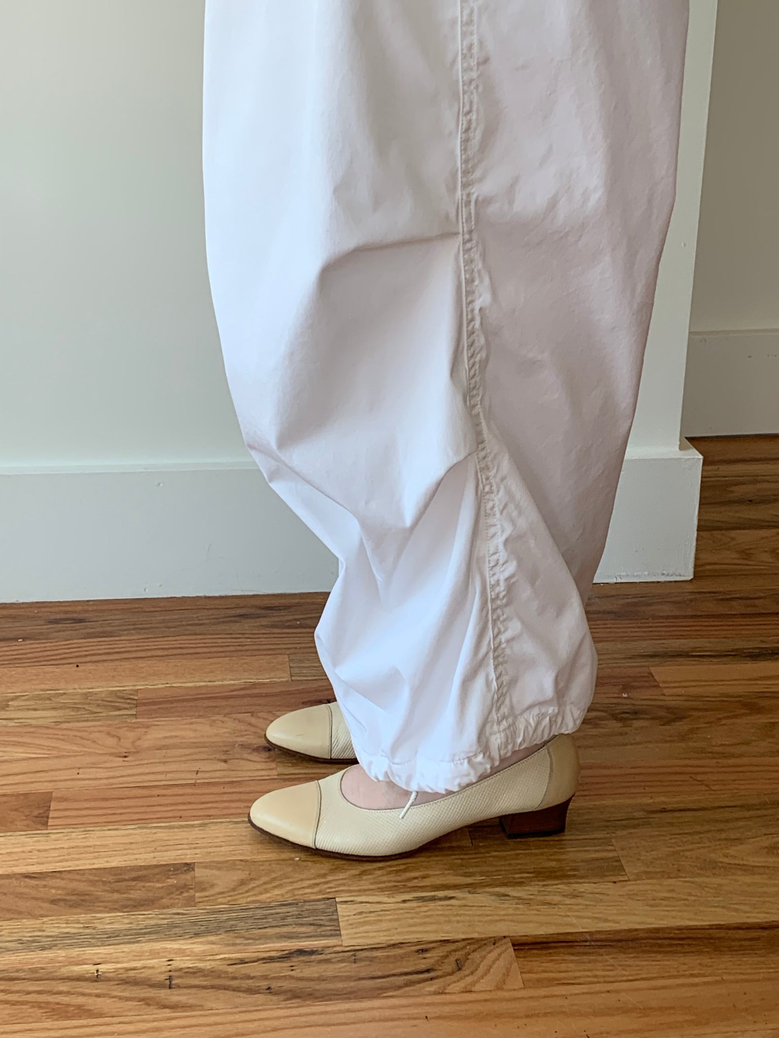 White utility drawstring pants
