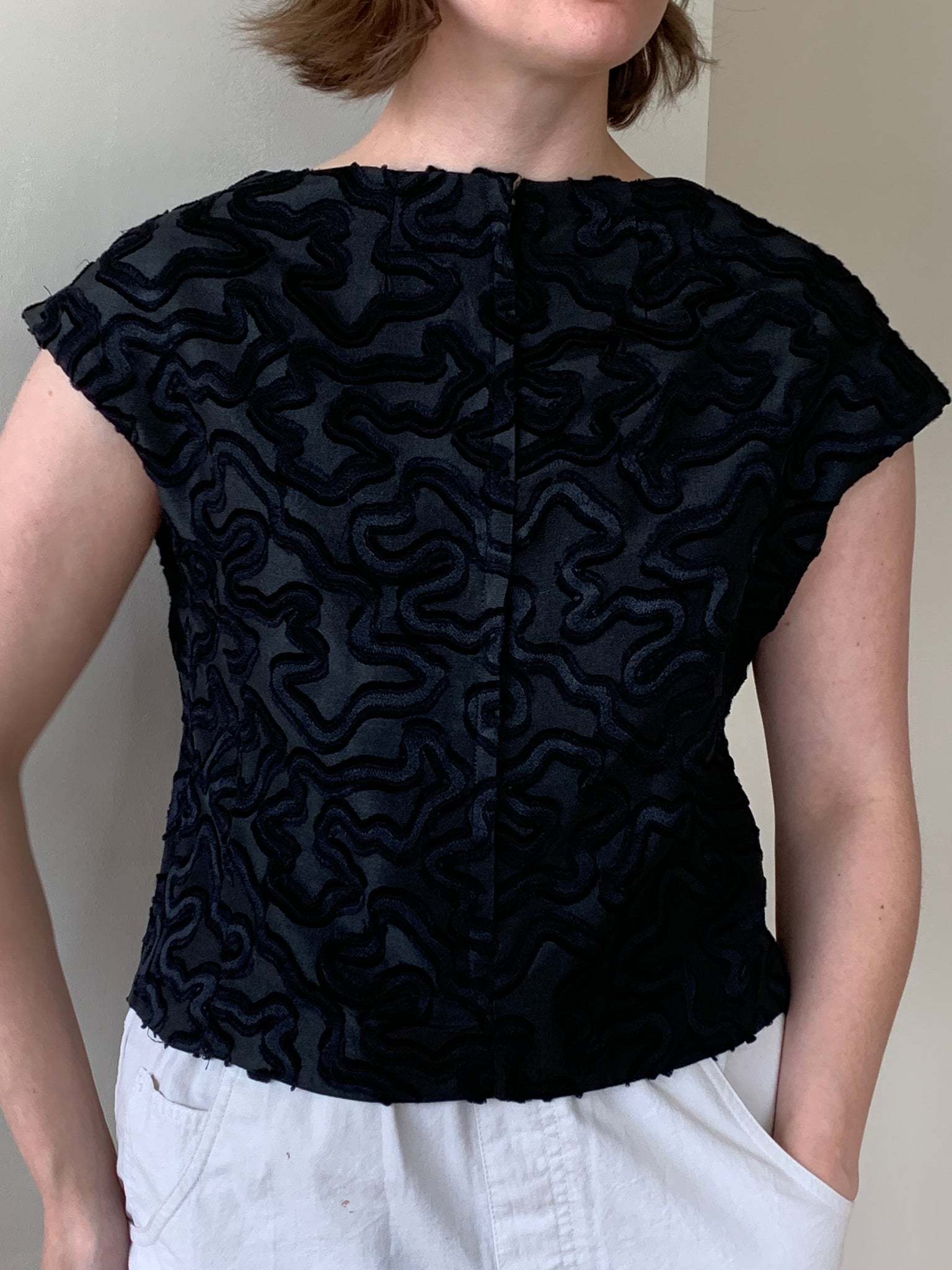 Vintage jacquard structured top