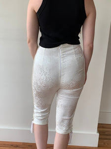 Cream jacquard capri pants