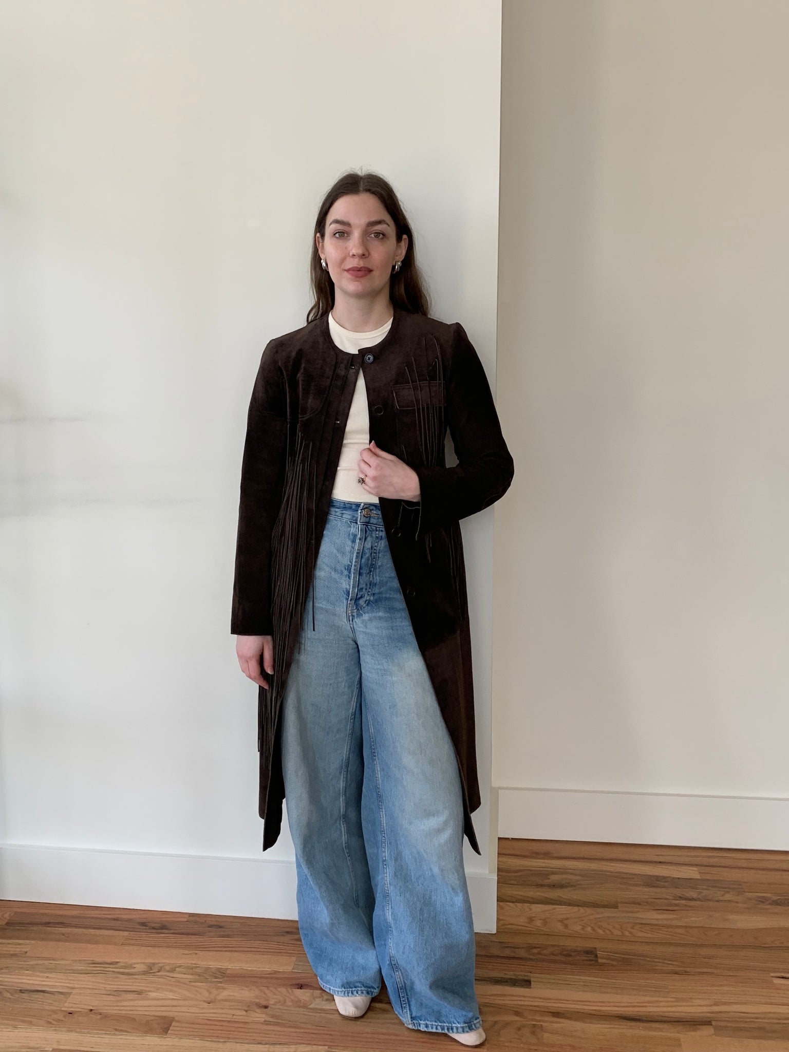 Max Azria suede fringe jacket