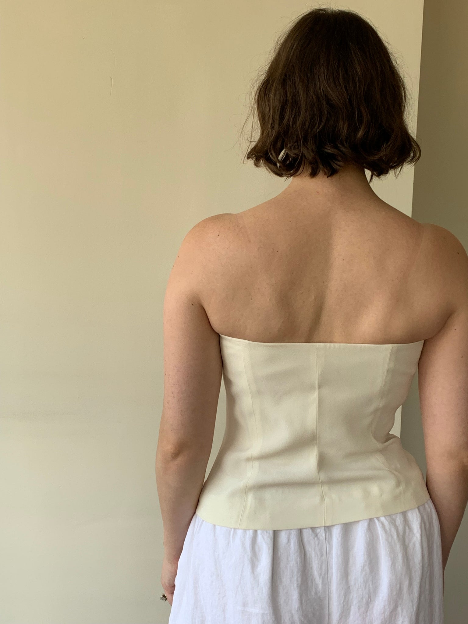 Emporio Armani cream strapless top