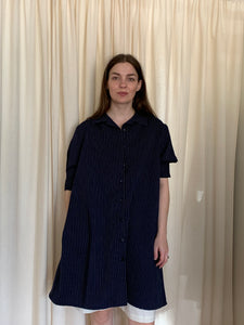 Navy pinstripe tunic dress