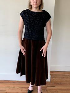 Brown velvet vintage skirt