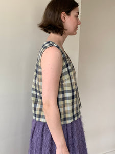 Cool tone cotton plaid top