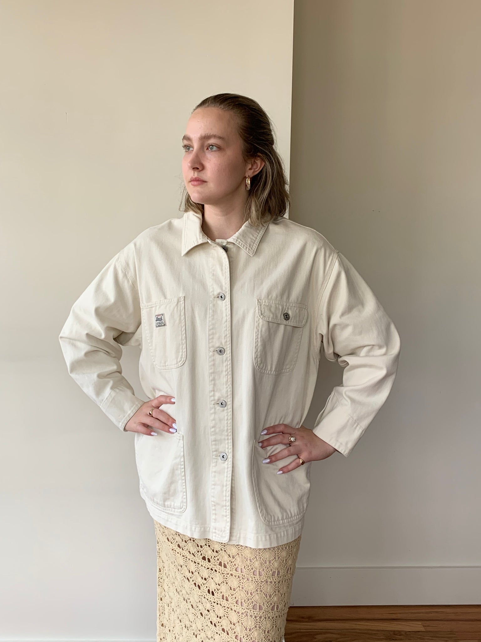 Cream denim chore jacket