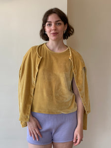 Vintage yellow velour cardigan set