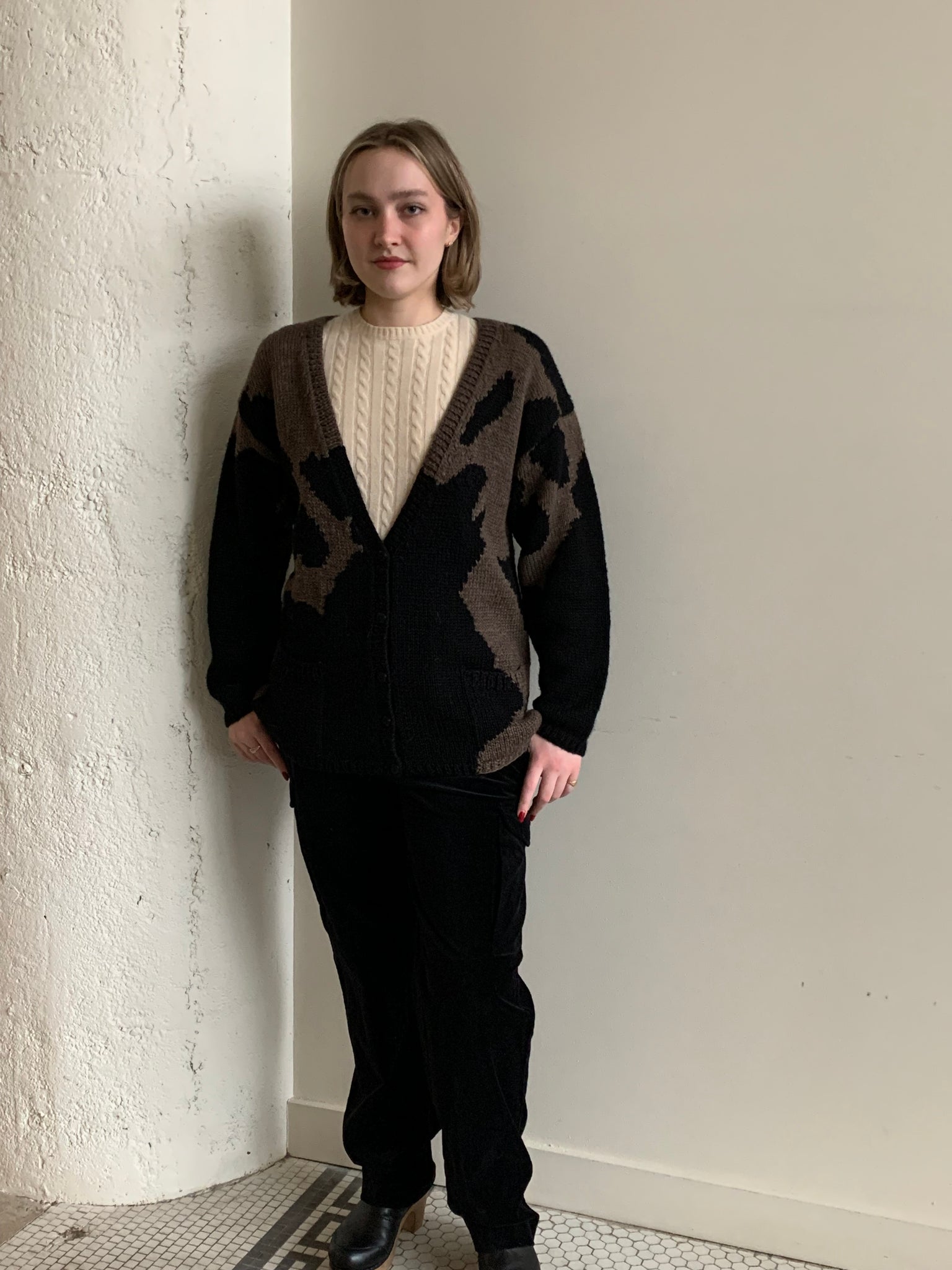 Vintage cow print cardigan