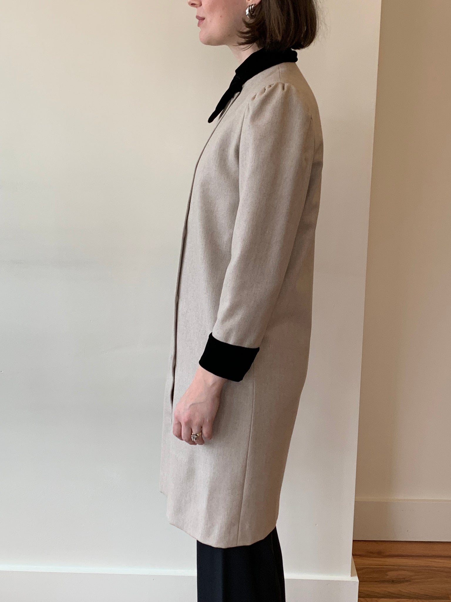 bill blass wool and velvet dress coat