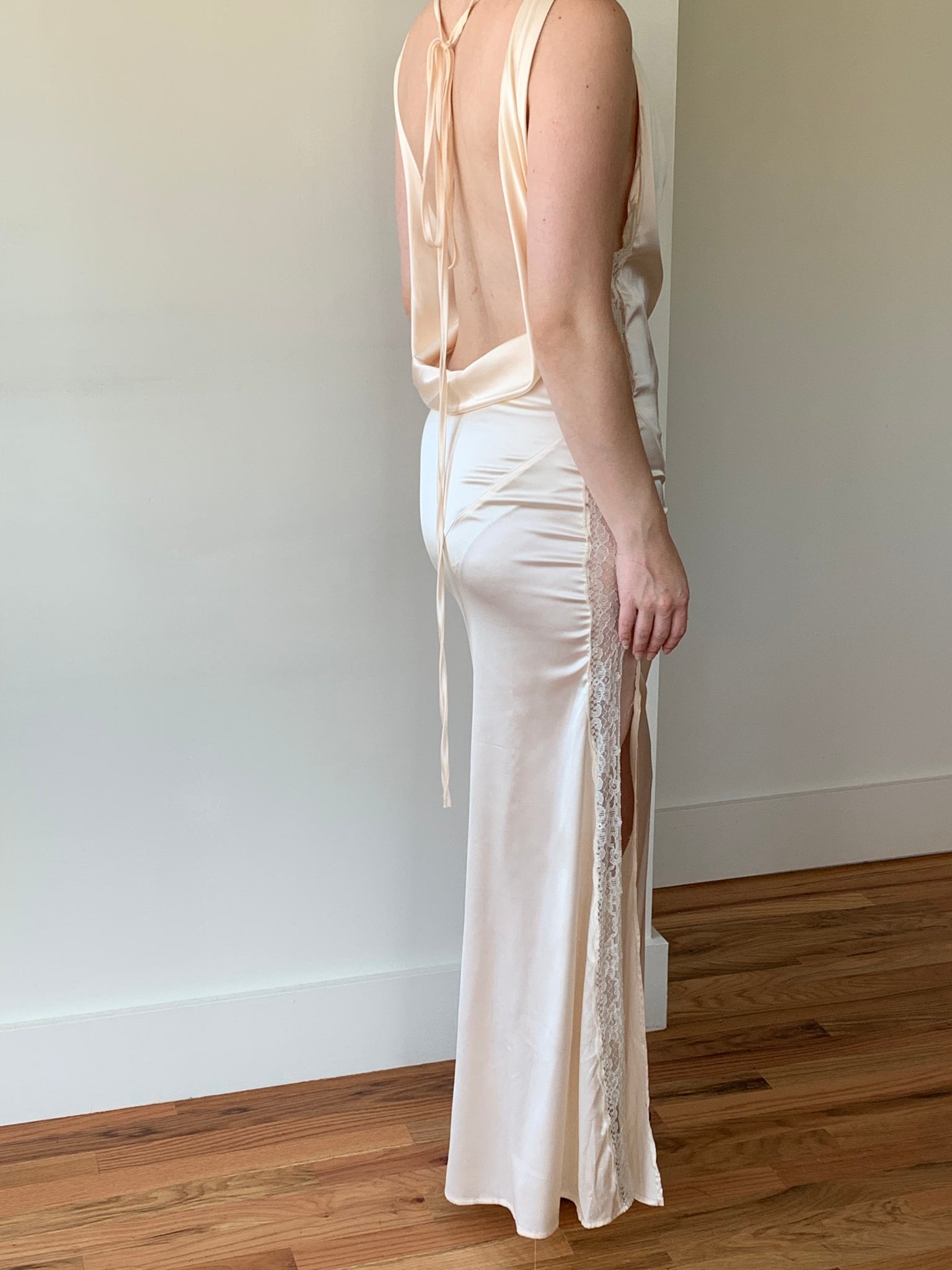 Satin maxi lingerie dress