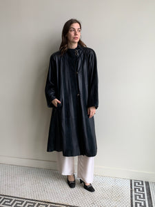 navy suede striped coat
