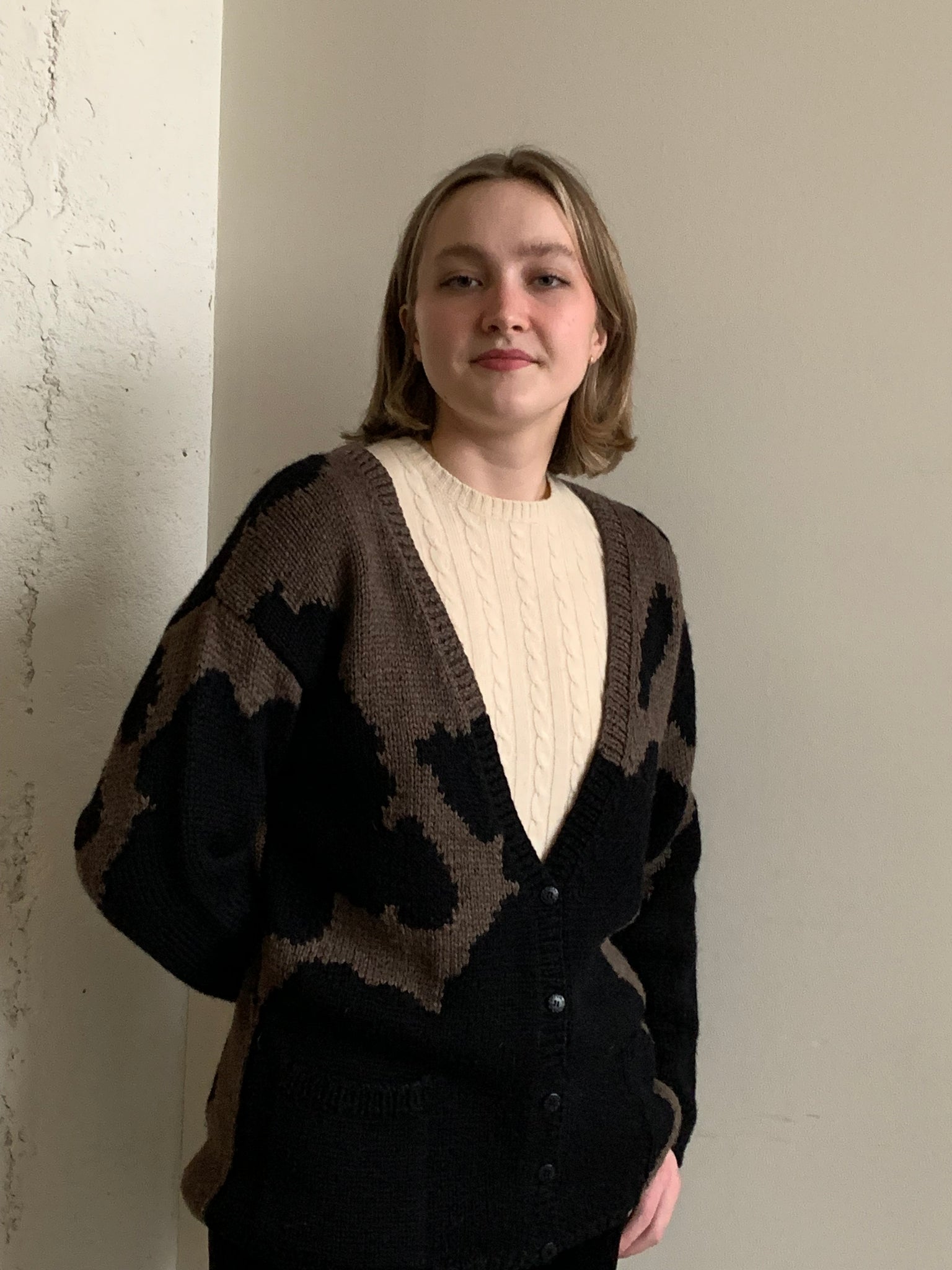 Vintage cow print cardigan
